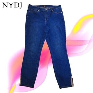 Women's NYDJ Ami skinny jeans ankle slit embroidery | Color blue | Size: 12‎